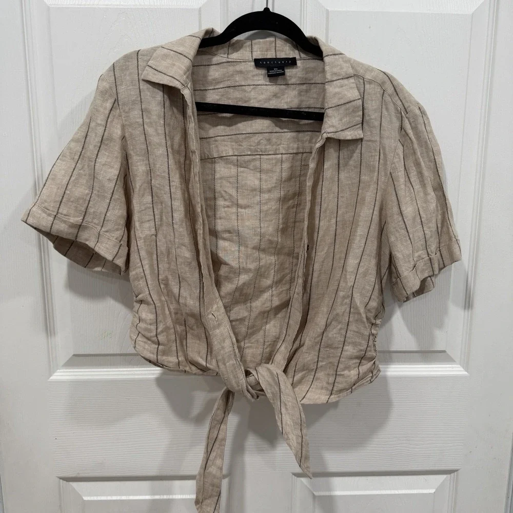 Women's Sanctuary SET top (xs) Pants‎ (small) Striped Linen Blend Lightweight